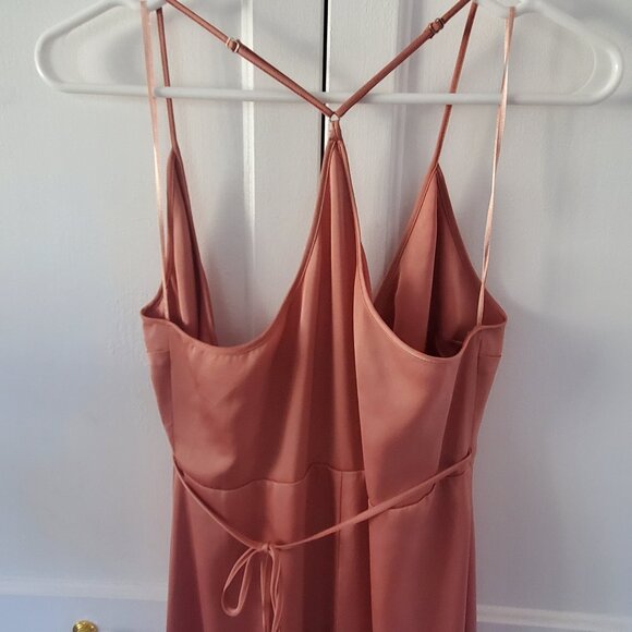 Women's Size Medium Pink / Mauve Satin Wrap Maxi Dress By Cotton Candy LA - Picture 5 of 7